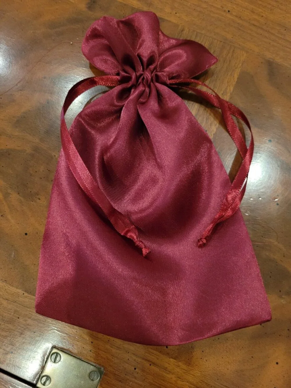 New in Bag-Set of 9 Large Wine-Colored Satin Drawstring Gift Bags (6.5